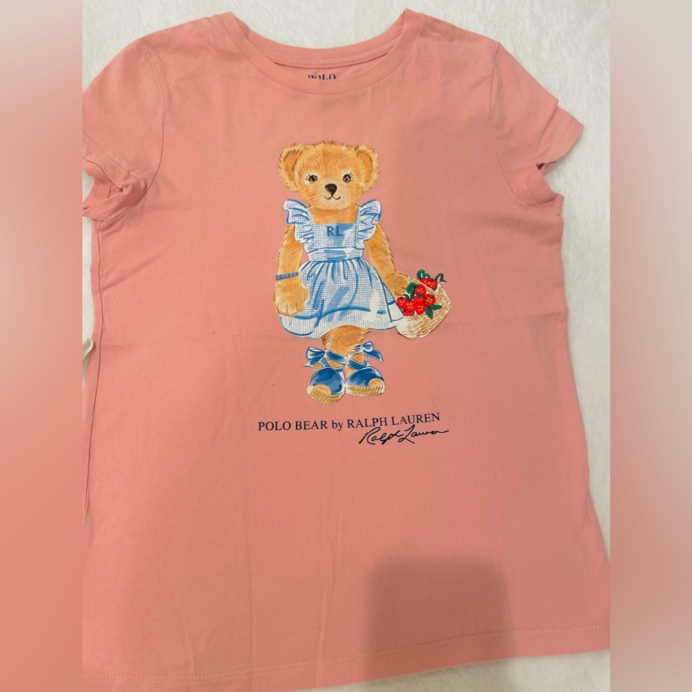3 Polo Ralph Lauren Girls T-shirt Tops Polo Bear - (Size M 8/10) - Picture 5 of 12